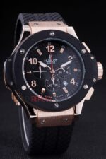 Hublot replica big bang chrono rose gold black strip rubber orologio replica copia 4us313 - immagine 4