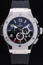 Hublot replica big bang chrono acciaio black dial strip rubber orologio replica copia 4us314 - immagine 4