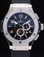 Hublot replica big bang chrono acciaio black dial strip rubber orologio replica copia 4us314