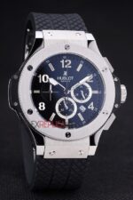 Hublot replica big bang chrono acciaio black dial strip rubber orologio replica copia 4us314 - immagine 3