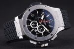 Hublot replica big bang chrono acciaio black dial strip rubber orologio replica copia 4us314 - immagine 6