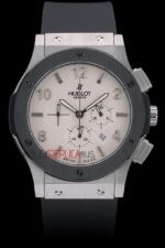 Hublot replica big bang chrono acciaio argentèè dial strip rubber orologio replica copia 4us315 - immagine 3