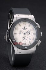 Hublot replica big bang chrono acciaio argentèè dial strip rubber orologio replica copia 4us315 - immagine 4