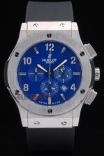 Hublot replica big bang chrono acciaio blue dial strip rubber orologio replica copia 4us316 - immagine 3