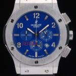Hublot replica big bang chrono acciaio blue dial strip rubber orologio replica copia 4us316