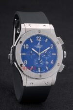 Hublot replica big bang chrono acciaio blue dial strip rubber orologio replica copia 4us316 - immagine 4