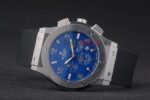 Hublot replica big bang chrono acciaio blue dial strip rubber orologio replica copia 4us316 - immagine 5