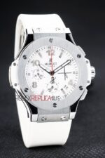 Hublot replica big bang chrono acciaio white dial strip rubber orologio replica copia 4us317 - immagine 3