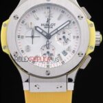 Hublot replica big bang chrono acciaio yellow strip rubber orologio replica copia 4us318