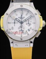 Hublot replica big bang chrono acciaio yellow strip rubber orologio replica copia 4us318