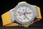 Hublot replica big bang chrono acciaio yellow strip rubber orologio replica copia 4us318 - immagine 5