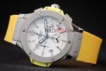 Hublot replica big bang chrono acciaio yellow strip rubber orologio replica copia 4us318 - immagine 6