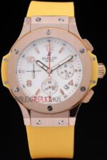 Hublot replica big bang chrono rose gold yellow strip rubber orologio replica copia 4us323 - immagine 4