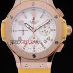 Hublot replica big bang chrono rose gold yellow strip rubber orologio replica copia 4us323