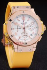 Hublot replica big bang chrono rose gold yellow strip rubber orologio replica copia 4us323 - immagine 3