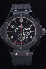 Hublot replica big bang chrono pro-hunter black dial strip rubber orologio replica copia 4us326 - immagine 3