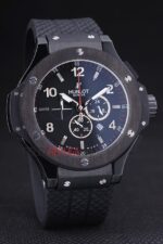 Hublot replica big bang chrono pro-hunter black dial strip rubber orologio replica copia 4us326 - immagine 4