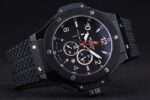 Hublot replica big bang chrono pro-hunter black dial strip rubber orologio replica copia 4us326 - immagine 5