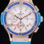 Hublot replica big bang chrono lady rose gold celeste strip rubber orologio replica copia 4us330