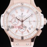 Hublot replica big bang chrono lady rose gold white dial strip rubber orologio replica copia 4us331