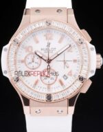 Hublot replica big bang chrono lady rose gold white dial strip rubber orologio replica copia 4us331