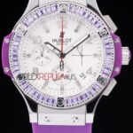 Hublot replica big bang chrono lady rose gold viola strip rubber orologio replica copia 4us332