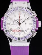 Hublot replica big bang chrono lady rose gold viola strip rubber orologio replica copia 4us332