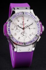 Hublot replica big bang chrono lady rose gold viola strip rubber orologio replica copia 4us332 - immagine 5
