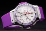 Hublot replica big bang chrono lady rose gold viola strip rubber orologio replica copia 4us332 - immagine 6