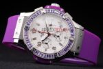 Hublot replica big bang chrono lady rose gold viola strip rubber orologio replica copia 4us332 - immagine 7