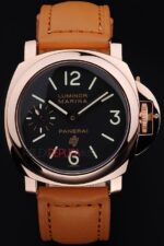 Panerai replica luminor marina rose gold strip leather orologio copia imitazione 4us371 - immagine 3