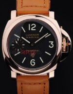 Panerai replica luminor marina rose gold strip leather orologio copia imitazione 4us371