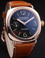Panerai replica radiomir 8days rose gold strip leather orologio copia imitazione 4us375
