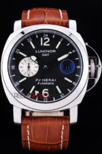 Panerai replica luminor marina GMT strip leather orologio copia imitazione 4us378 - immagine 3