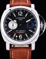 Panerai replica luminor marina GMT strip leather orologio copia imitazione 4us378