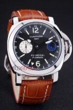 Panerai replica luminor marina GMT strip leather orologio copia imitazione 4us378 - immagine 4