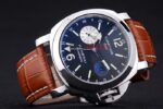 Panerai replica luminor marina GMT strip leather orologio copia imitazione 4us378 - immagine 5