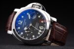 Panerai replica luminor marina GMT strip leather orologio copia imitazione 4us379 - immagine 4