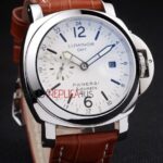 Panerai replica luminor marina GMT white dial strip leather orologio copia imitazione 4us380