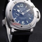 Panerai replica luminor marina GMT blue dial strip rubber orologio copia imitazione 4us382
