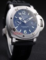 Panerai replica luminor marina GMT blue dial strip rubber orologio copia imitazione 4us382