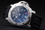 Panerai replica luminor marina GMT blue dial strip rubber orologio copia imitazione 4us383 - immagine 5