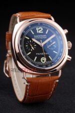 Panerai replica radiomir chronograph rose gold strip leather orologio copia imitazione 4us388 - immagine 3
