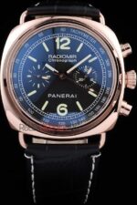 Panerai replica radiomir chronograph rose gold strip leather orologio copia imitazione 4us392 - immagine 3