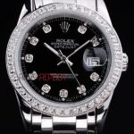 Rolex replica datejust acciaio full brillantini black dial jubilèè orologio replica copia imitazione 4us402