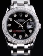 Rolex replica datejust acciaio full brillantini black dial jubilèè orologio replica copia imitazione 4us402