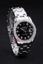 Rolex replica datejust acciaio full brillantini black dial jubilèè orologio replica copia imitazione 4us402 - immagine 4