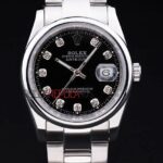 Rolex replica datejust acciaio black brillantini oyster ghiera liscia orologio replica copia imitazione 4us403