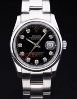 Rolex replica datejust acciaio black brillantini oyster ghiera liscia orologio replica copia imitazione 4us403