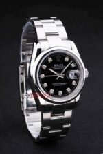 Rolex replica datejust acciaio black brillantini oyster ghiera liscia orologio replica copia imitazione 4us403 - immagine 4